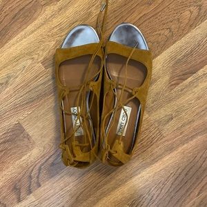 Tan Jimmy Choo lace up sandals